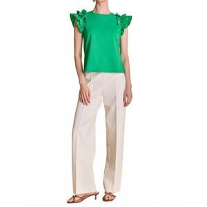 NEW 2.7 AUGUST APPAREL sammie ruffle top in green